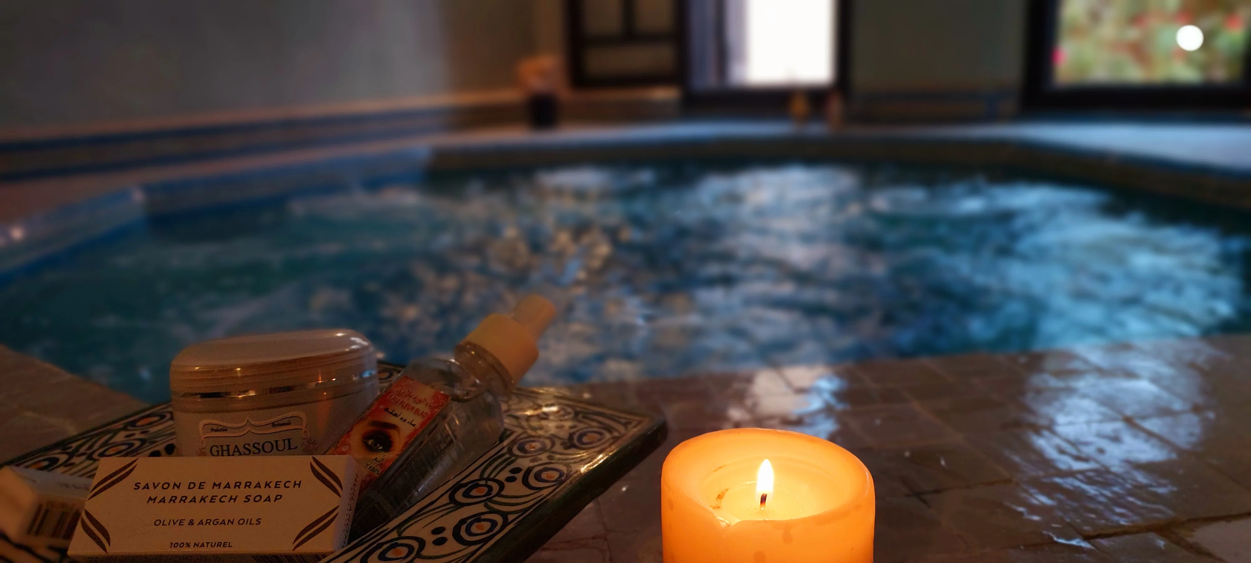 Main view of tranquil gardens at Atfel Kasbah